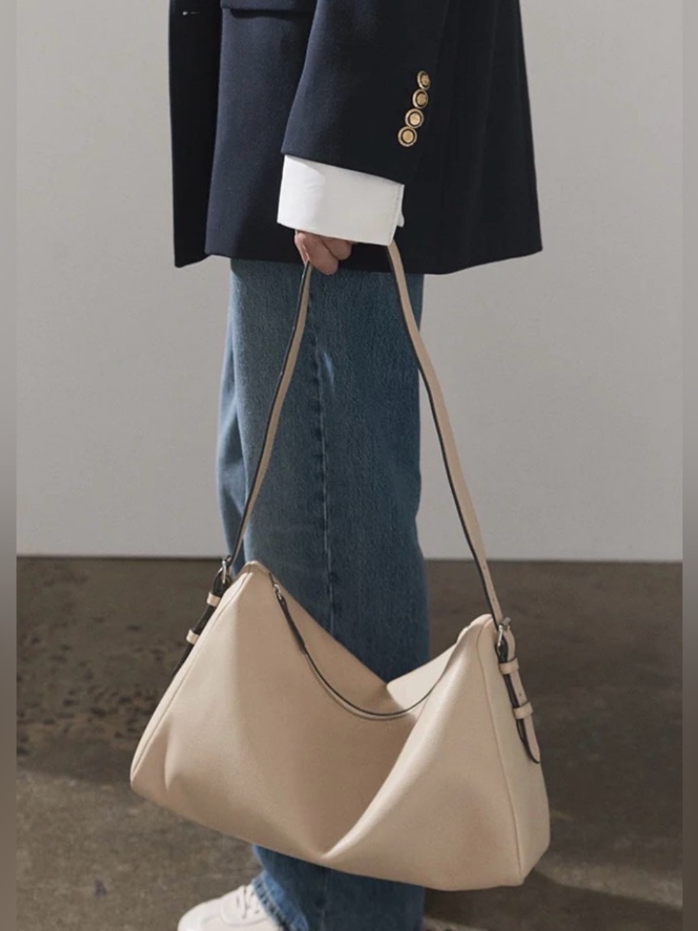 The Horse Lottie Leather Shoulder Bag Oat Beige Slouchy Minimalist NWT
